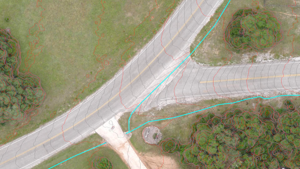 Extract a flowline by following the bulges in the contours lines.